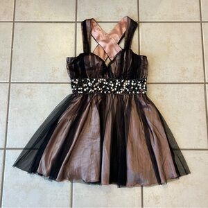 Trixxi Black and Pink Cocktail Dress With Beaded Waist